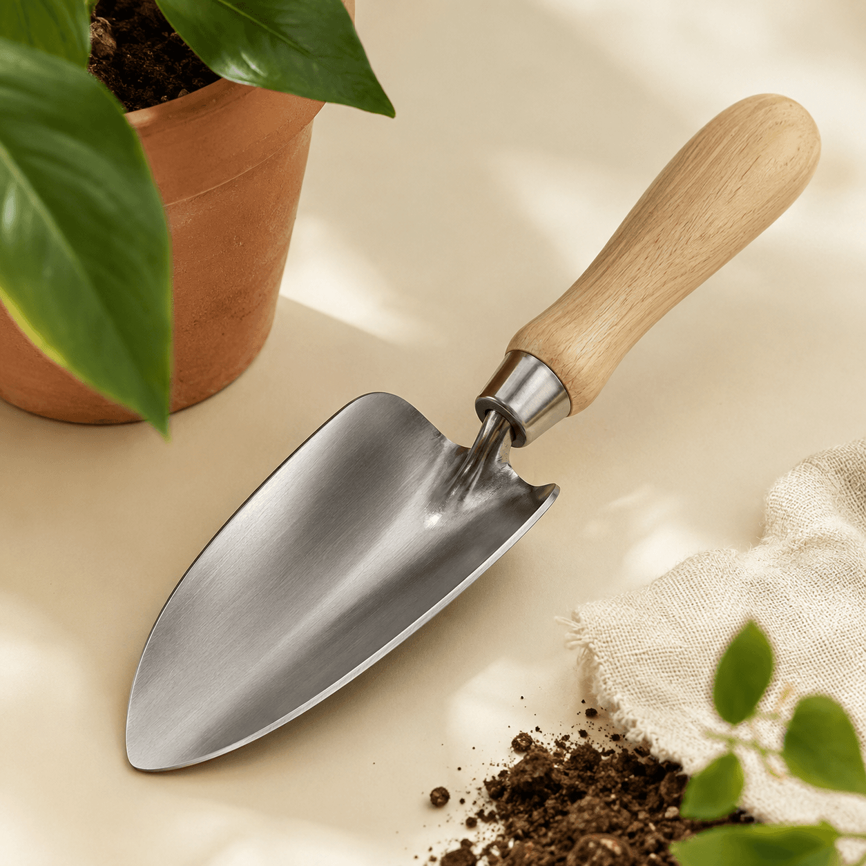Steel Hand Trowel — Steel hand trowel with ash handle